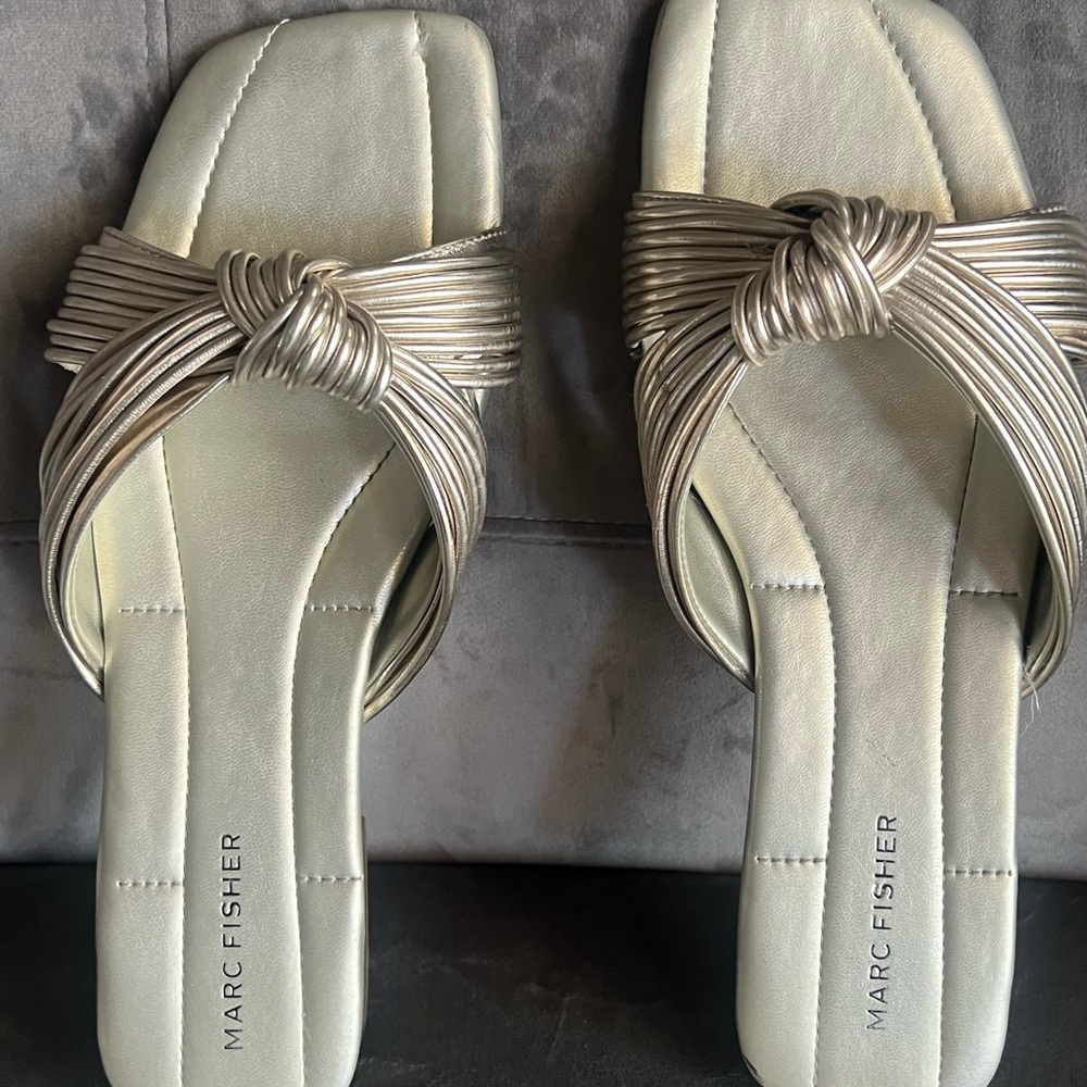 Marc Fisher Women's Gold Slide Sandals